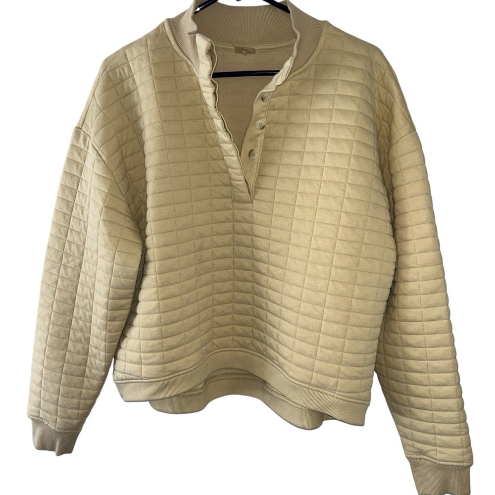 Calia Quilted Scoop-Neck Pullover sz Large